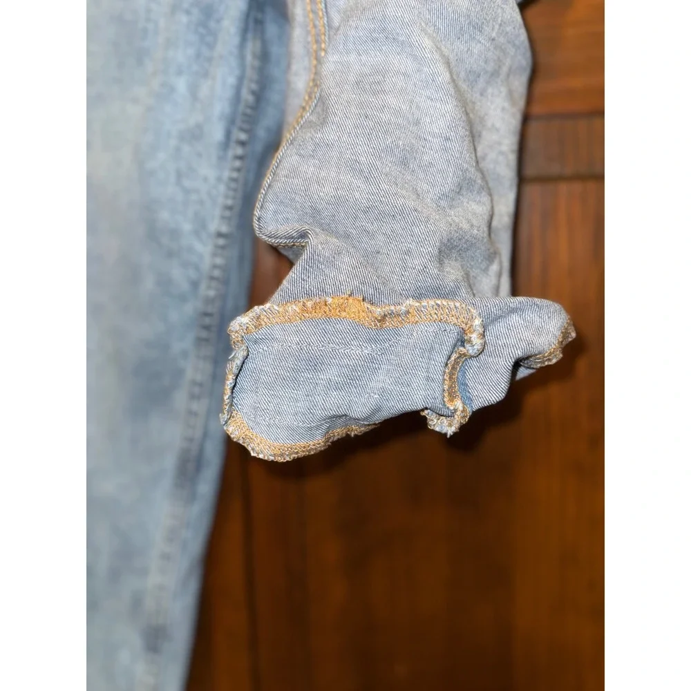 Abercrombie Kids High Rise Straight Distressed Light Wash Jeans Size 7/8 Long